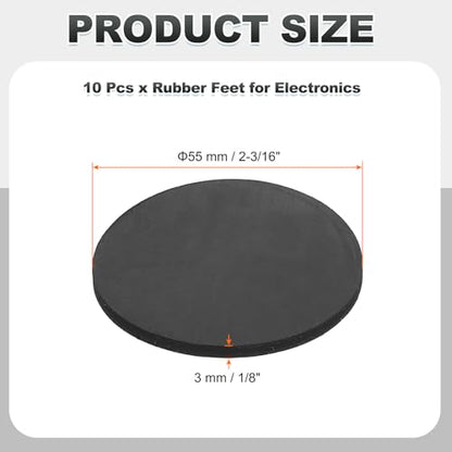PATIKIL Non Slip Furniture Pads 2-3/16" (55mm x 3mm), 10 Pcs Adhesive Backed Round Rubber Feet Anti-Scratch Rubber Furniture Grippers for Hardwood Floor Electronics Bed Drawers DIY - size: 55mm x 3mm