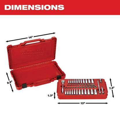 Milwaukee Electric Tools MLW48-22-9004 1/4In Ratchet & Socket Set - SAE & Metric