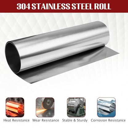 304 Stainless Steel Foil Roll, 0.08mm x 300mm x 3.5M Stainless Steel Sheet, Metal Foil for Crafts, Electronic Equipment, Industry Machinery, Hardware - size: 0.08mm x 300mm x 3.5M
