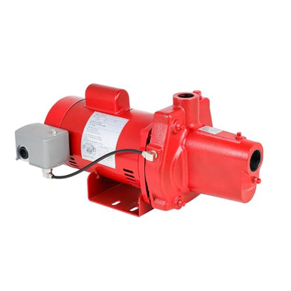 602208 RJS-100-PREM 1 HP, 23 GPM, 115/230 Volt, Premium Cast Iron Shallow Well Jet Pump, Red