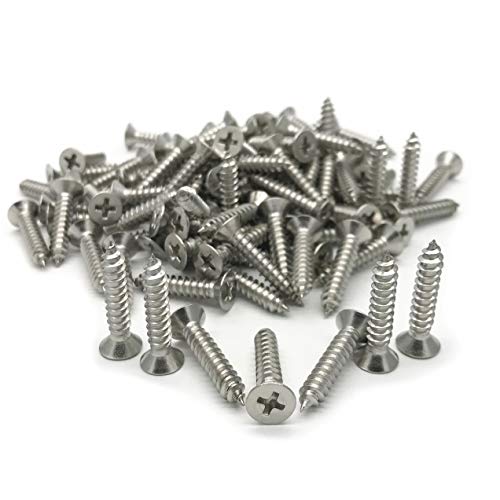 5 x 25mm Screw, Flat Head, Phillips Drive, Self Drilling, 304 Stainless Steel Drywall Wood Screws 100Pcs - size: 5 x 25mm