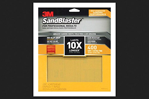 3M 20400-G-4Sandpaper with No-Slip Gripsandpaper with No-Slip Grip Sandblaster Sandpaper is Ideal for Sanding Between Coats of Paint Or Varnish