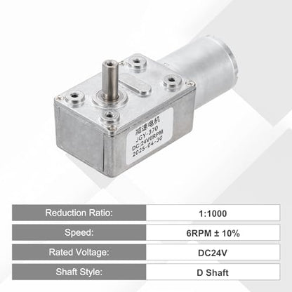 MECCANIXITY DC24V Worm Gear Motor, 6RPM 14mm D Shaft Self-Locking High Torque Speed Reduction Gear Motor for Automotive, Home Appliances, Robotics with Bracket&Screws - size: 6RPM, style: DC24V