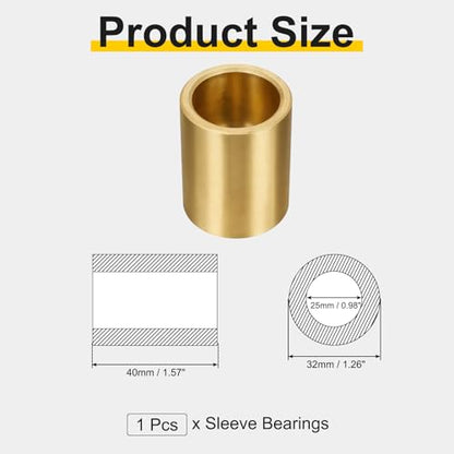 uxcell Sleeve Bearings, 25mm Bore x 32mm OD x 40mm Length - size: 25x32x40mm