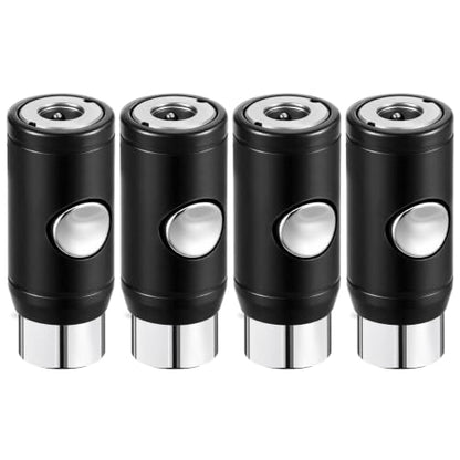 4 Pack 3/8" Npt Industrial Air Coupler Set, High Flow Safety Quick Connect Fittings, 3/8" Female Npt Thread, Push Button Release for Medical, Automation Equipment, Construction - size: 3/8 Inch