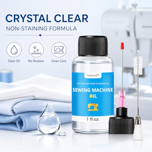1oz Fine Light Sewing Machine Oil Cleaning Kit w/ 1.5" Needle Tip & Brush - size: 1oz