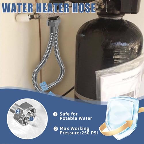 2 PACK, 24" Length Stainless Steel Flexible Corrugated Water Heater Connector, 1"FIP x 1"FIP, 1 Inch SS304 Flex Pipe Hose For Water Softener (0.7"ID) - size: stainless steel 1"FIPx1"FIP, 24"L(0.7"ID)