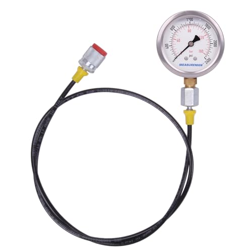 MEASUREMAN Portable Excavator Hydraulic Pressure Test Kit, Includes 3 Pressure Gauges (2400/3500/6000 PSI), 2 Hoses, 6 Test Couplings, for Construction Machinery Systems, Packed in Durable Case - style: Mechanical Hydraulic Pressure Test Kit （11in1）