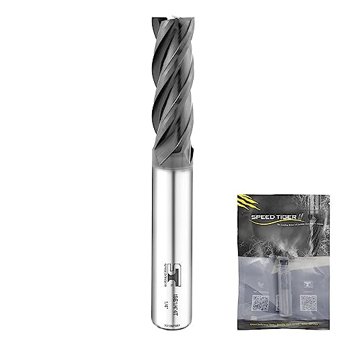 SPEED TIGER Micrograin Carbide Square End Mill, 1/2", 4 Flute, for Milling Alloy Steel, Hardened Steel, Metal (1 pc) - size: 1/2 in