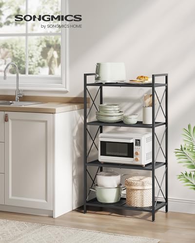 SONGMICS 4-Tier Steel Storage Rack, Shelving Unit with X Side Frames - color: Black, size: 4 Tiers (23.6"W)