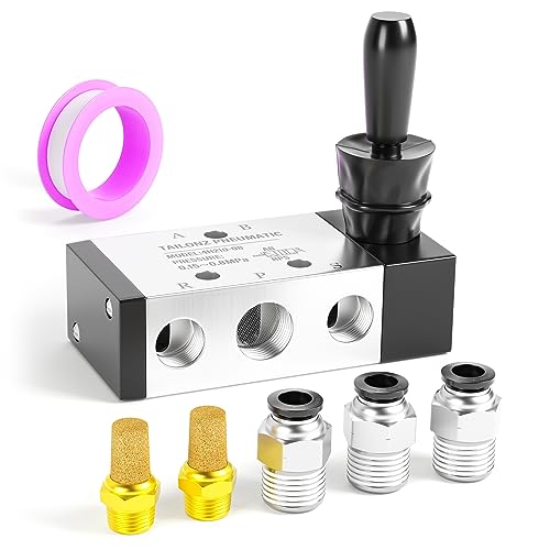 TAILONZ PNEUMATIC 1/4"NPT 5 Way 2 Position Air Hand Lever Operated Valve Pneumatic Solenoid Valve Manual Control Push-Pull 4H210-08 - size: 1/4"NPT