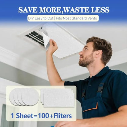 MERV 8 Air Filter Material -23 Ft² Cut to Fit Air Filter Media for Home HVAC, Furnace, AC & Purifier -Filters Dust and Pet Dander as Small as 3.0 Microns-Easy DIY with Hook Tape - style: MERV 8-1PC-White