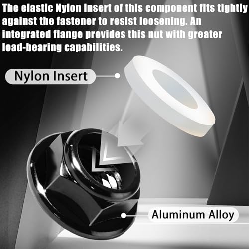 4Pcs M2 Flange Lock Nuts Metric Nylon Inserted Hex Self-Lock Non-Slip Aluminium Self Clinching Nuts for 1/24 RC Car Axial SCX24 Furniture DIY Industrial Construction Fasteners - color: Black, size: 8Pcs