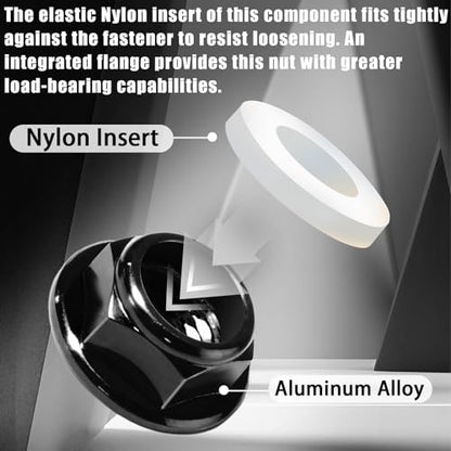 4Pcs M2 Flange Lock Nuts Metric Nylon Inserted Hex Self-Lock Non-Slip Aluminium Self Clinching Nuts for 1/24 RC Car Axial SCX24 Furniture DIY Industrial Construction Fasteners - color: Black, size: 8Pcs