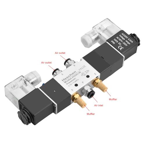 Heschen Electrical Pneumatic Solenoid Valve 4V230-08C 220VAC PT1/4 5 Way 3 Position CE