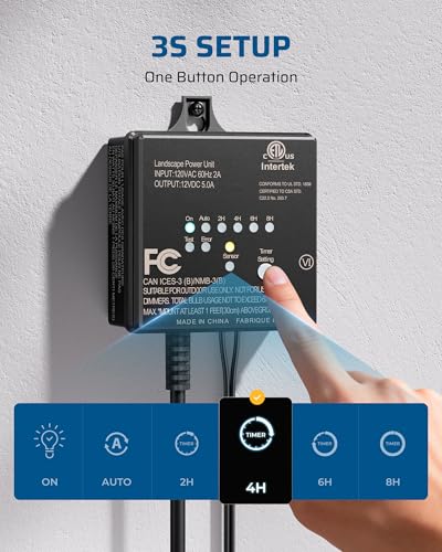 DEWENWILS 60W Outdoor Low Voltage Transformer, 120V AC to 12V DC - style: Photocell 60W