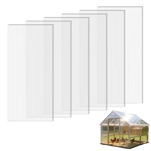 6 PCS 48×24×0.16in Polycarbonate Greenhouse Panels Twin-Wall - size: 48×24×0.16in