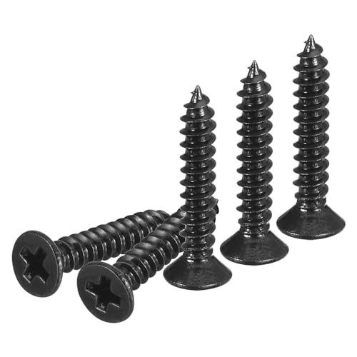 DTGN 100Pcs #4x5/8 Flat Head Wood Screws, 304 Stainless Steel Phillips Self Tapping Screws - Good for Woodworking, Furniture - Black - color: Black, size: #4x5/8"