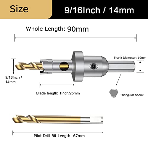 9/16'' Tungsten Carbide Tipped Hole Saw Drill Bit for Hard Metal Steel - size: 14mm | 9/16''