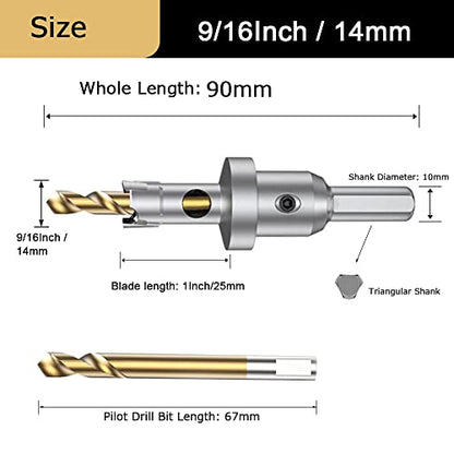 9/16'' Tungsten Carbide Tipped Hole Saw Drill Bit for Hard Metal Steel - size: 14mm | 9/16''