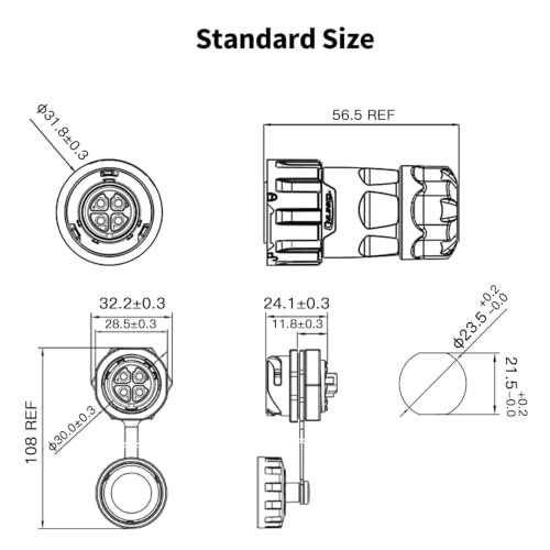 CNLINKO YM-20 4-Pin IP68 Waterproof Circular Connector PBT Plastic Shell - size: 4-Pin