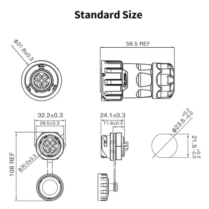 CNLINKO YM-20 4-Pin IP68 Waterproof Circular Connector PBT Plastic Shell - size: 4-Pin