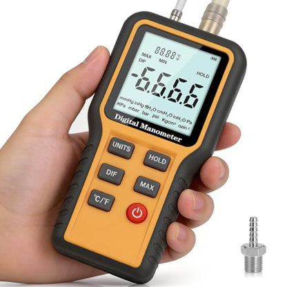 Manometer, Dual-Port Digital Manometer HVAC, Gas Pressure Tester - size: 0.4&0.8inch