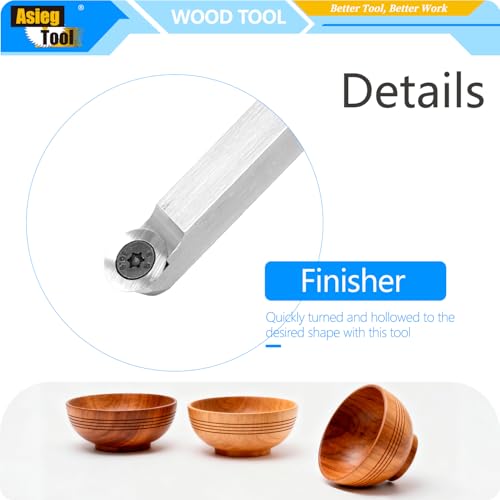 Carbide Tipped Lathe Chisel Wood Turning Tool Set Finisher Tools Bar with Ci0 16mm Round Carbide Insert Cutter for Wood Hobbyist or DIY or Carpenter