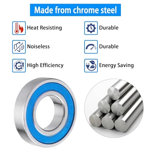 10pcs 6901-2RS Ball Bearings - Miniature Deep Groove Ball Bearing Double Blue Rubber Sealed Chrome Steel for RC Cars/Planes/Drone/Robotics/ 3D Printing Projects(12x24x6mm) - size: 12x24x6mm 6901-2RS