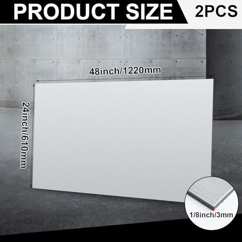 Blulu 2 Pcs Aluminum Composite Sheet, 1/8" Thick Plate, Silver, 48"x24" - size: 48"x24"