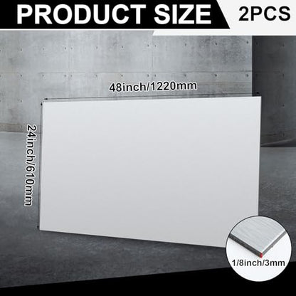 Blulu 2 Pcs Aluminum Composite Sheet, 1/8" Thick Plate, Silver, 48"x24" - size: 48"x24"