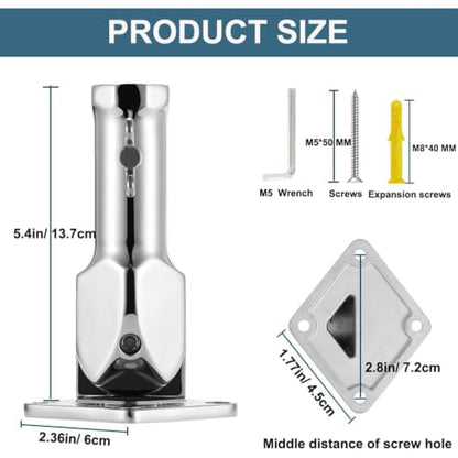 ZOMCHAIN Flag Pole Holder, Flag Pole Bracket 304 Stainless Steel, 180 Degree Flag Pole Mounting Bracket, Heavy Duty for 1inch Flag Pole