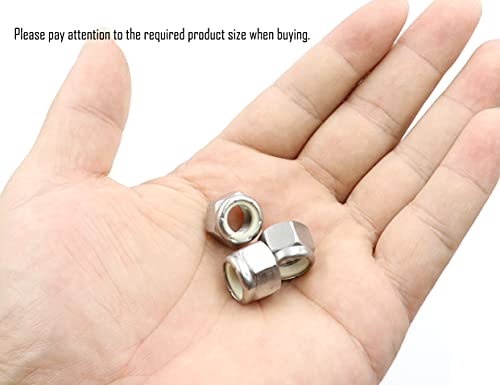 LBY 30pcs Lock Nuts, 3/8-24 Nylon Insert Hex Lock Nuts, 304 Stainless Steel (Silver) - size: 3/8-24
