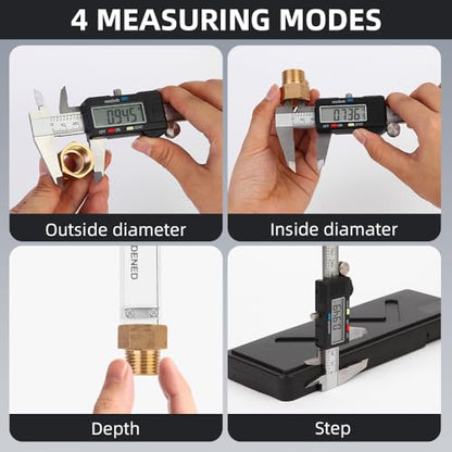 Digital Caliper Measuring Tool, Stainless Steel Vernier Caliper Digital, Micrometer Calipers with Large LCD Screen, Auto-Off Feature, Inch Millimeter Conversion, 6 Inch Caliper Tools for DIY/Household