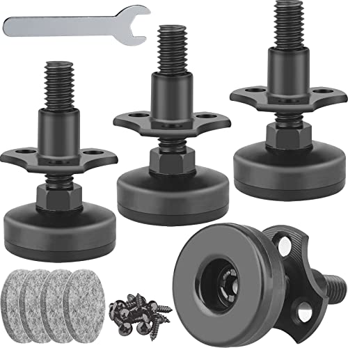 Anwenk Adjustable Leveling Feet Furniture Levelers Table Feet Heavy Duty Leg Levelers for Cabinets Sofa Tables Chairs,Support 1320LBs, T-Nut Kit 3/8”-16 Thread, Large Base- 4 Pack, Black - color: Black-4p-t Nut