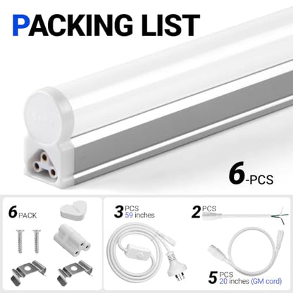 Barrina T5 LED Ceiling Light Fixtures, 2FT, 5000K, 1100LM, 10W, 6 Packs - color: 5000k Daylight White, size: 2 Feet