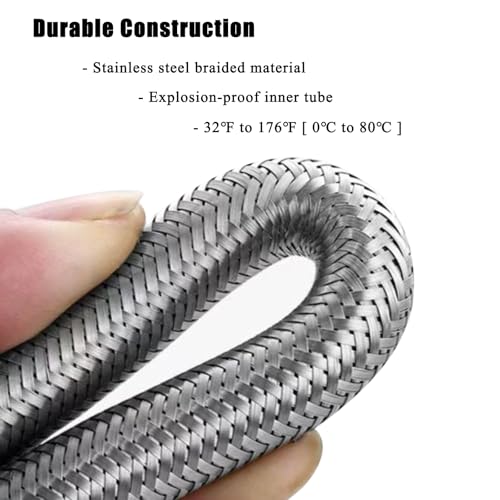 Water Supply Extension Line - 8 Inch Long, 3/8" Male Comp. To 3/8" Female Compression Stainless Steel Braided Hose, Fits Toilet Ballcock or Other Faucet Fitting - 2 Pieces - size: 3/8" Male to 3/8" Female