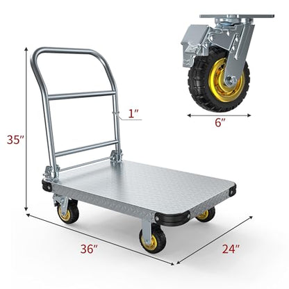 YITAMOTOR 2000 LBS Heavy Duty Platform Truck Push Cart Dolly (36" x 24")
