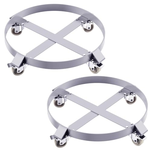 55 Gallon Drum Dolly, Heavy Duty 1000LBS Load Capacity Drum Cart,Non Tipping Hand Truck with 4 Swivel Casters Wheel for Warehouse Drum Handling - size: 2 pcs