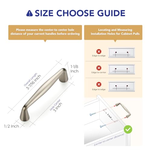 Ravinte Brushed Nickel Cabinet Handles Solid Handles,3 Inch,5 Pack - color: Brushed Nickel, size: 3 Inches Hole Center
