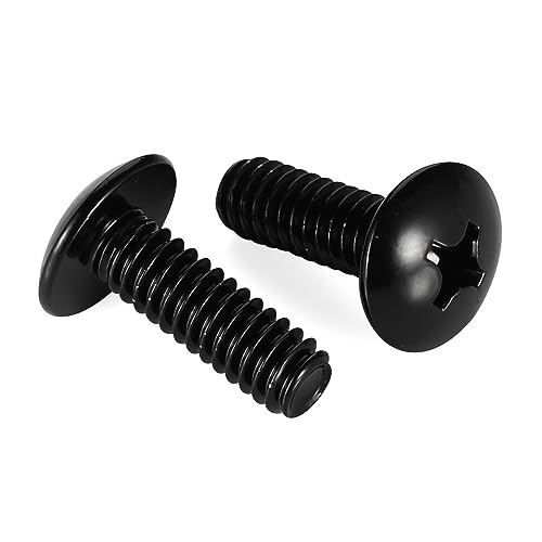 Mellewell M6-1.0 x 25mm Truss Head Machine Screws, Full Thread Cabinet Door and Drawer Screws, 18-8 Stainless Steel, Black Finish, Quantity 25 - color: Black, size: M6-1.0 x 25mm