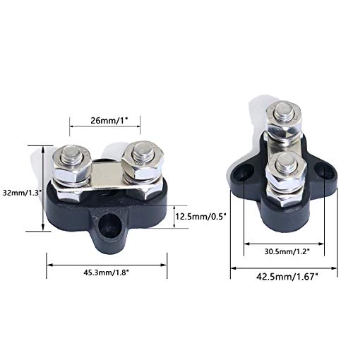Heart Horse Bus Bar Terminal Block, Battery Power Stud Junction Post, M8 Power Distribution Block for Truck RV Boat, Heavy Duty Stainless Steel 48V 250A(2 pcs Red + 2pcs Black, 5/16") - size: 5/16"