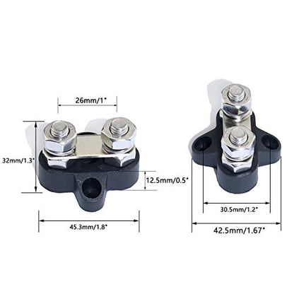 Heart Horse Bus Bar Terminal Block, Battery Power Stud Junction Post, M8 Power Distribution Block for Truck RV Boat, Heavy Duty Stainless Steel 48V 250A(2 pcs Red + 2pcs Black, 5/16") - size: 5/16"