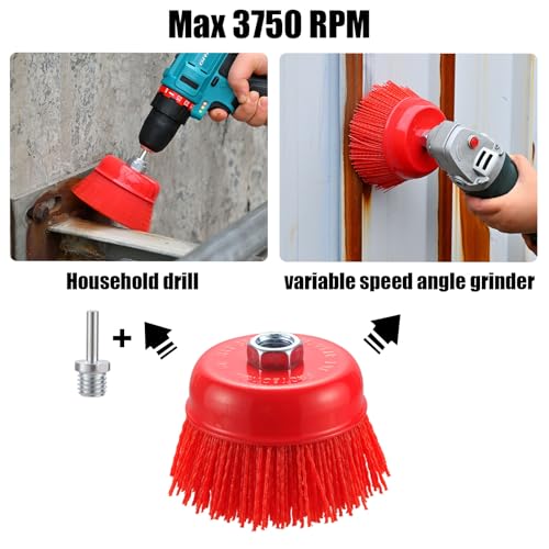 6” Nylon Filament Brush, 6 Inch Abrasive Nylon Bristle Cup Brushes