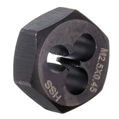 HARFINGTON Hex Threading Die M2.5 x 0.45 Metric Thread Right Hand High Speed Steel Rethreading Fixed Die Screw Cutting Tapping Repair Tool - size: M2.5 x 0.45