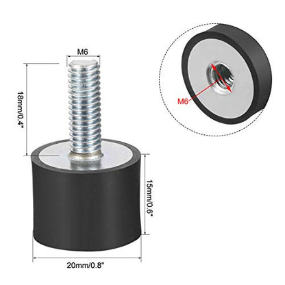 uxcell M6 Male Female Rubber Mounts, 1pcs Shock Absorber, for Motor Generator Compressor Garage Reverse Osmosis Pump Impact Air Generator Car Bobbins, D20mmxH15mm - size: M6*18 D20*H15