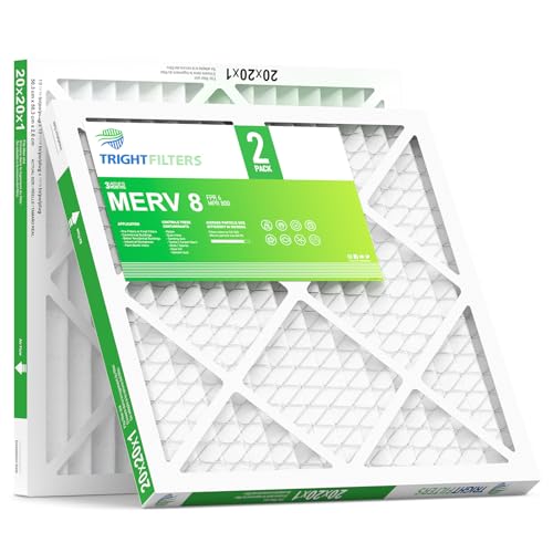TRIGHTFILTERS 20x20x1 Air Filter 2 Pack, MERV 8 Filter Replacement - size: 20x20x1-2pack