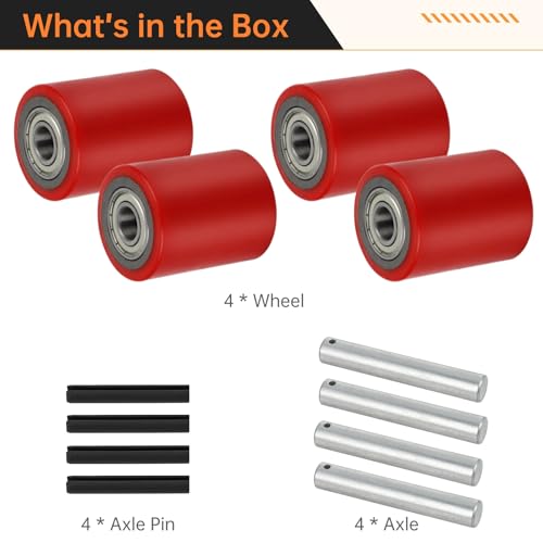 Homaisson 2 Pair Pallet Jack Load Wheels, Manual Pallet Jack Truck Wheels 3” x 3.75” with Bearings ID 20mm, Pallet Jack and Lift Truck Rear Wheel Replacement(2 Pair) - size: 2 Pair