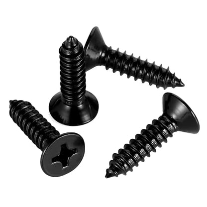 #10 x 5/8" Wood Screws Flat Head Fast Self Tapping Drywall Screws 18-8 Stainless Steel 304 Black Finish, 100 PCS - size: #10 x 5/8"