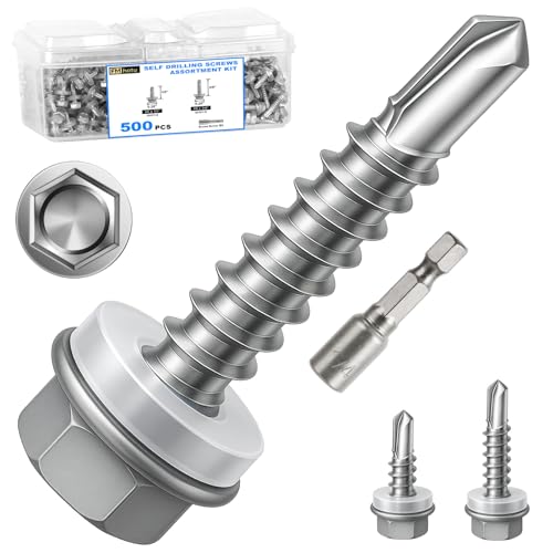 500Pcs Self Tapping Screws Assortment Kit #8 1/2" 3/4" - size: Assorted #8 x 1/2", #8 x 3/4", style: 500